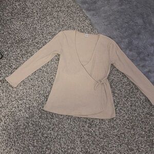 Old Navy Beige Wrap Blouse